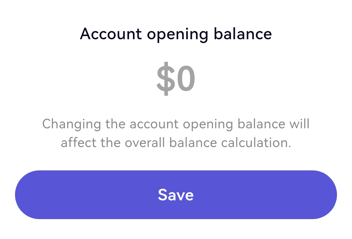 Setting the account opening balance in onbalance.